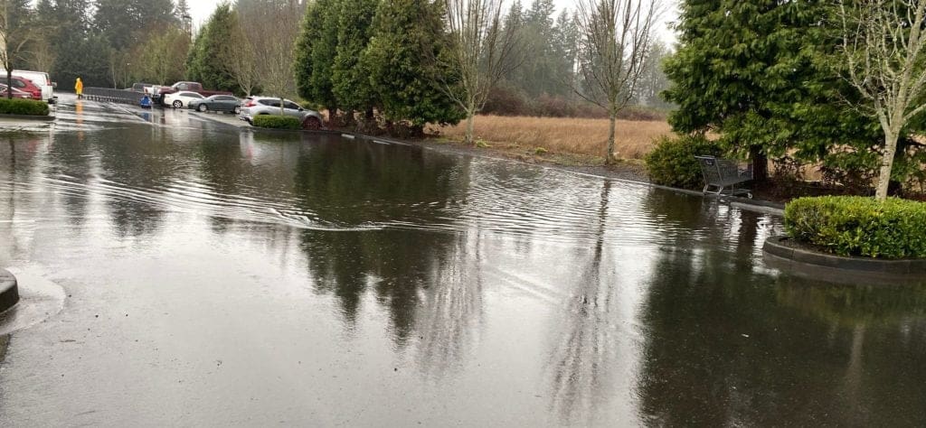 Flooded parking lot