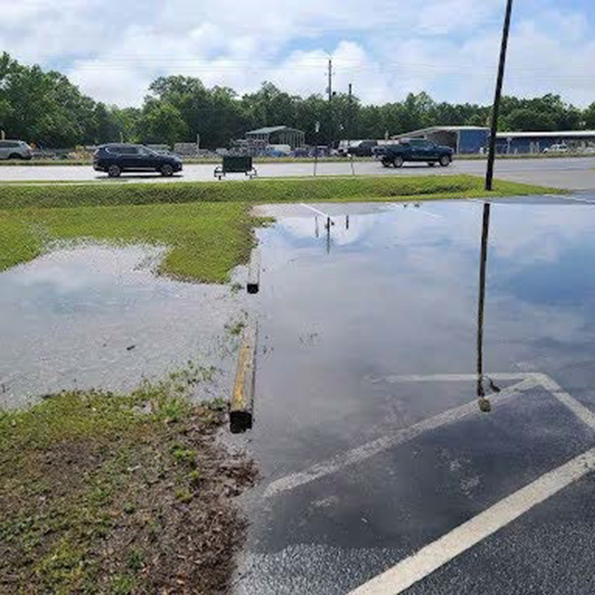 flooded parking lot