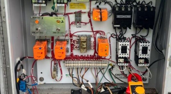 control panel of a lift station pump